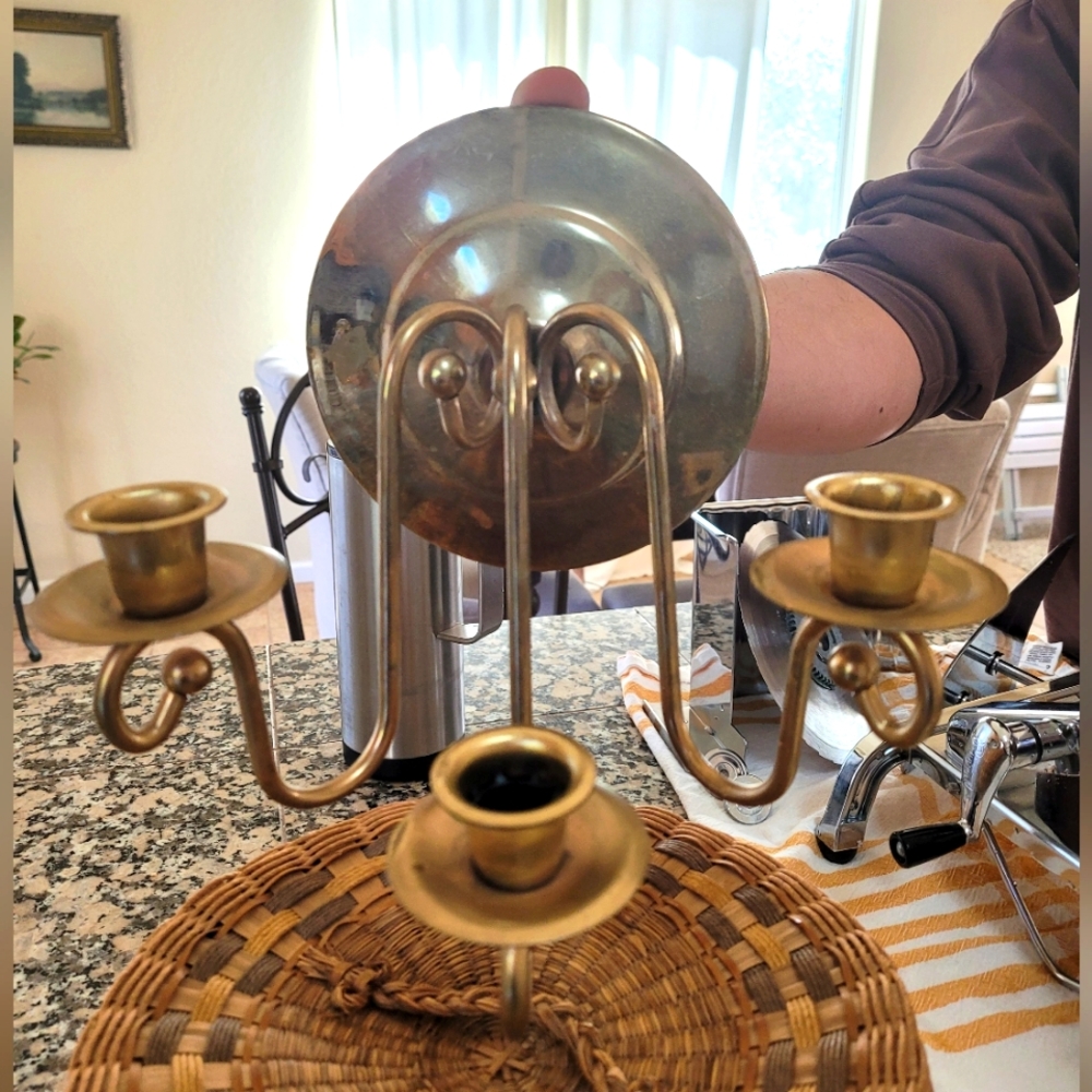 Vintage brass candlestick wall sconce